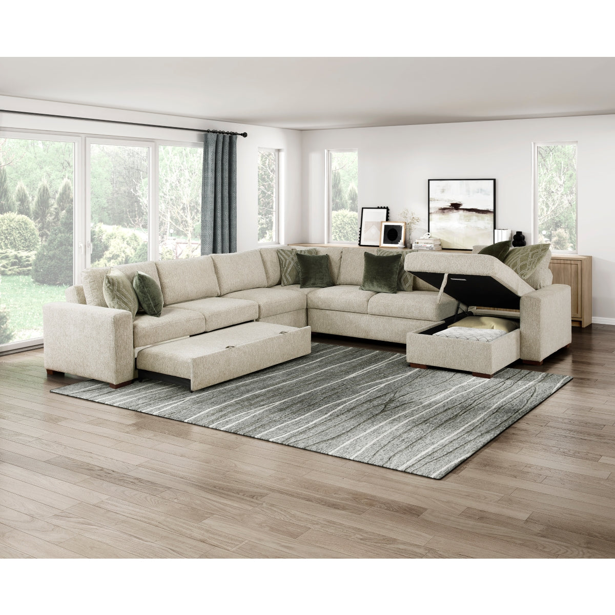 Isla 5-Piece Sectional with Reversible Chaise and Pull-out Bed