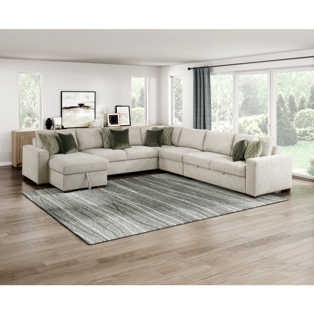 Isla 5-Piece Sectional with Reversible Chaise and Pull-out Bed