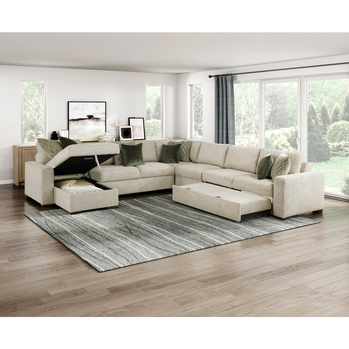 Isla 5-Piece Sectional with Reversible Chaise and Pull-out Bed