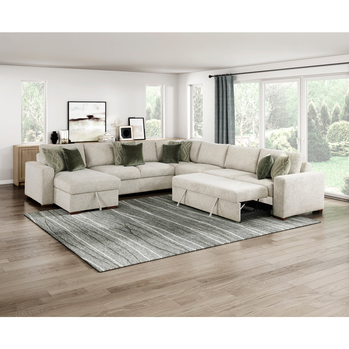 Isla 5-Piece Sectional with Reversible Chaise and Pull-out Bed