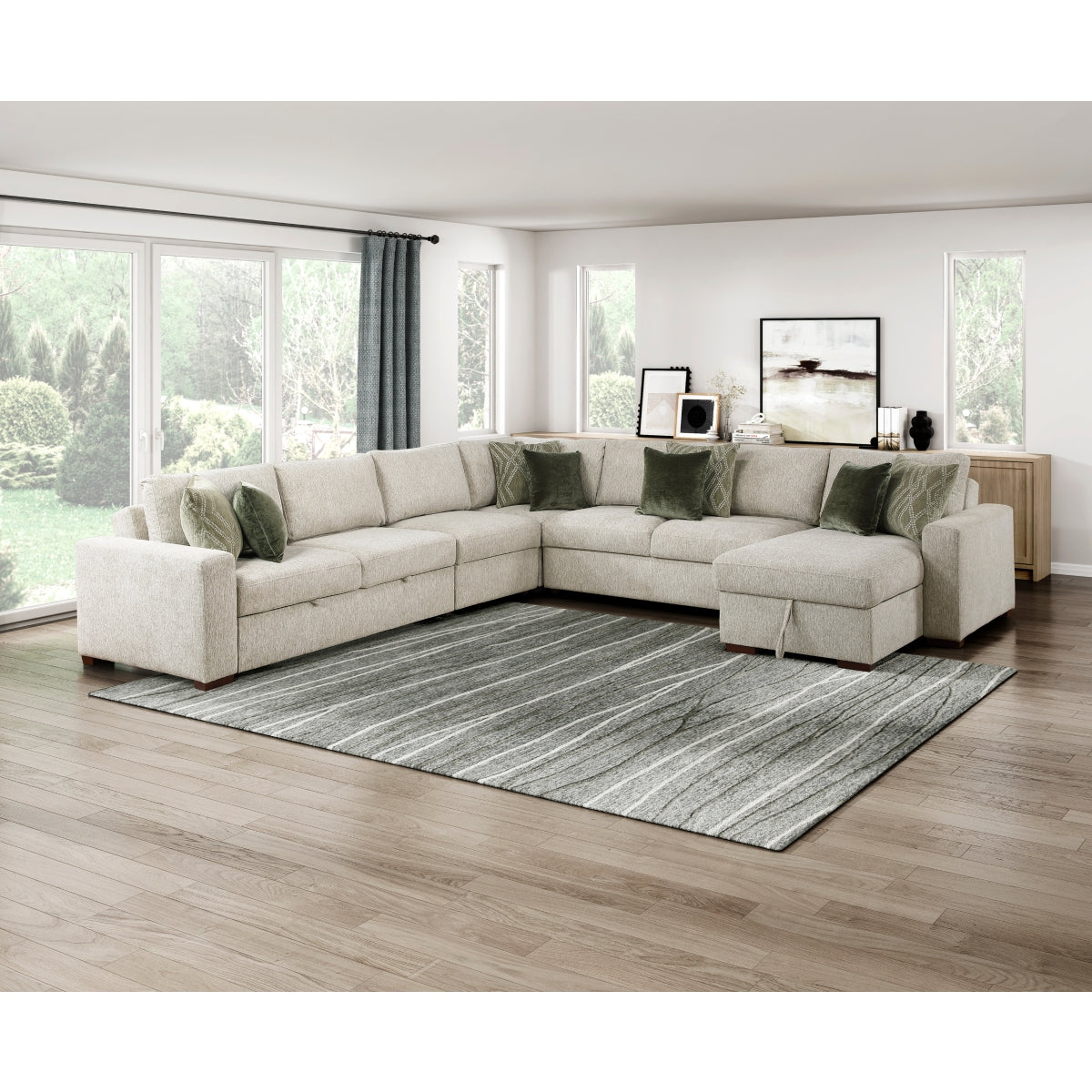 Isla 5-Piece Sectional with Reversible Chaise and Pull-out Bed