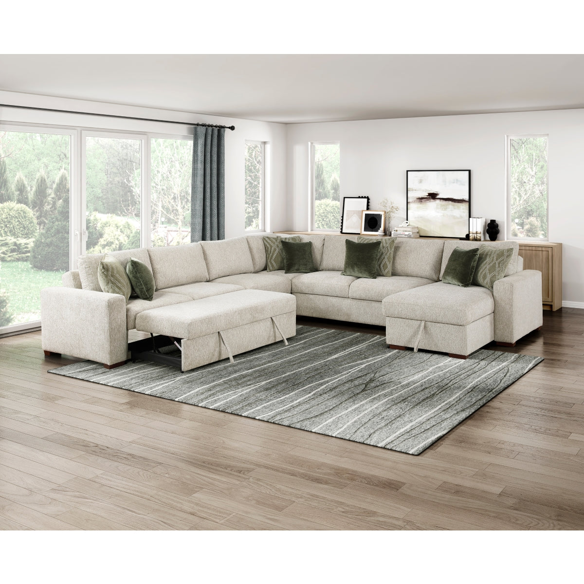 Isla 5-Piece Sectional with Reversible Chaise and Pull-out Bed