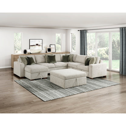 Isla 5-Piece Sectional with Reversible Chaise, Pull-out Bed and Ottoman
