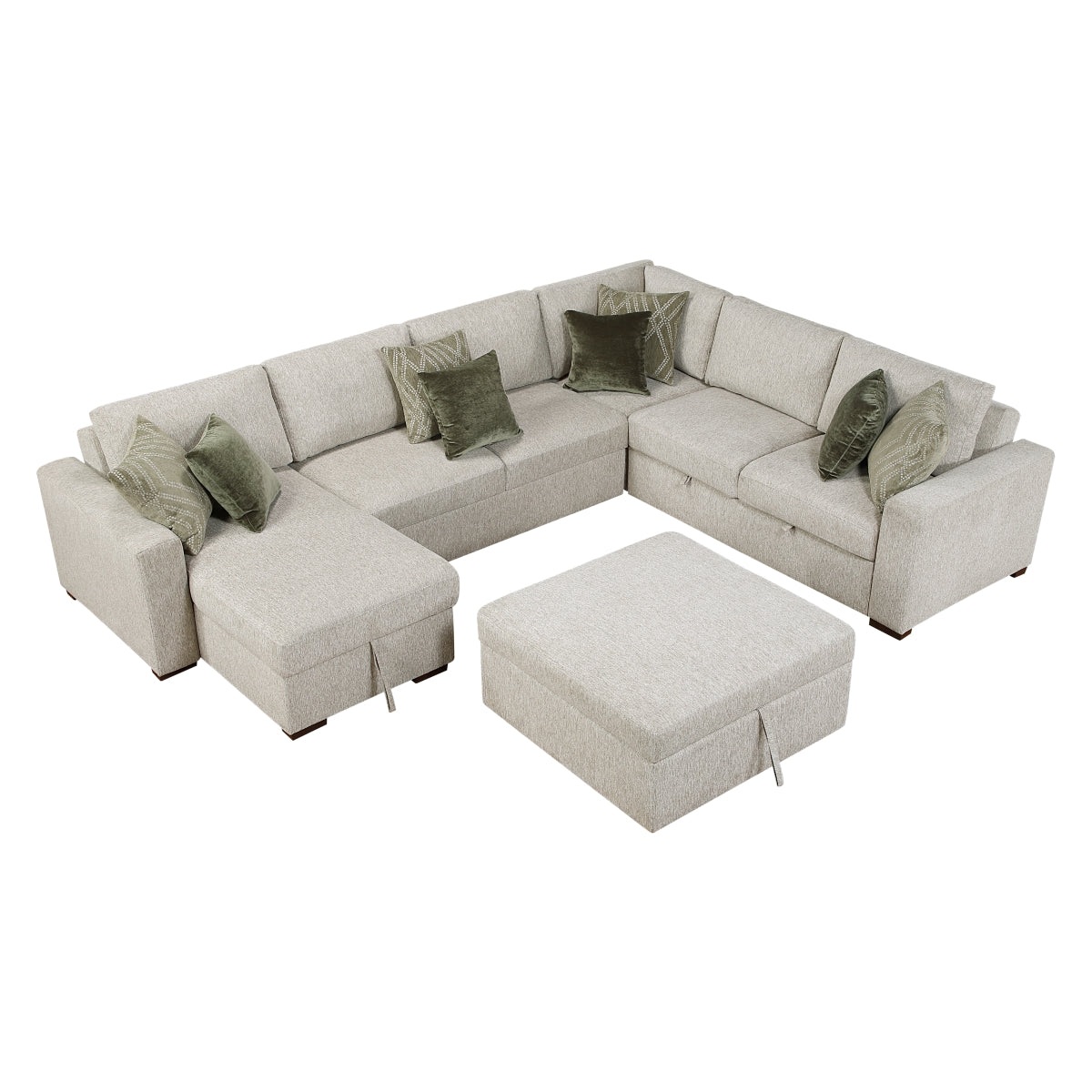 Isla 5-Piece Sectional with Reversible Chaise, Pull-out Bed and Ottoman