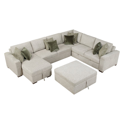 Isla 5-Piece Sectional with Reversible Chaise, Pull-out Bed and Ottoman