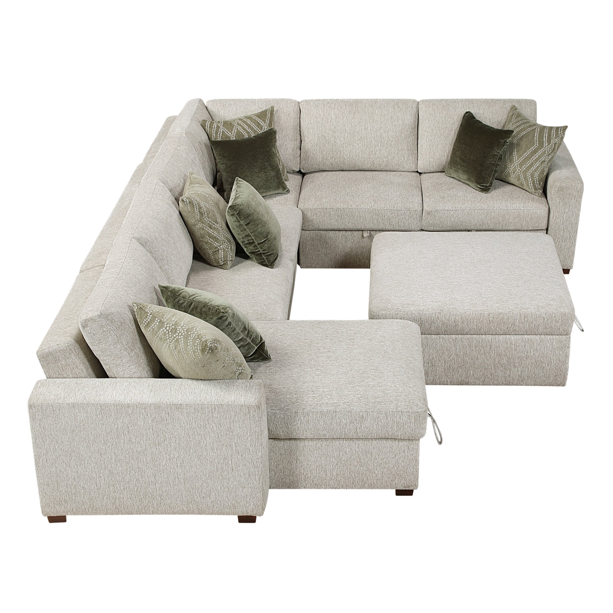 Isla 5-Piece Sectional with Reversible Chaise, Pull-out Bed and Ottoman