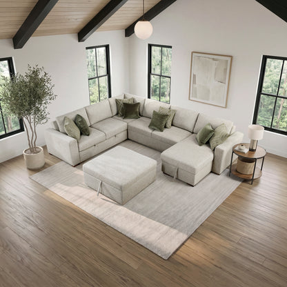 Isla 5-Piece Sectional with Reversible Chaise, Pull-out Bed and Ottoman
