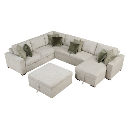 Isla 5-Piece Sectional with Reversible Chaise, Pull-out Bed and Ottoman