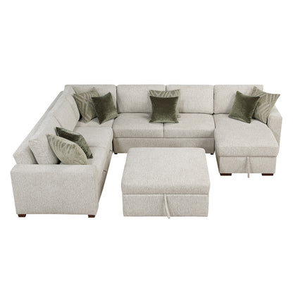 Isla 5-Piece Sectional with Reversible Chaise, Pull-out Bed and Ottoman