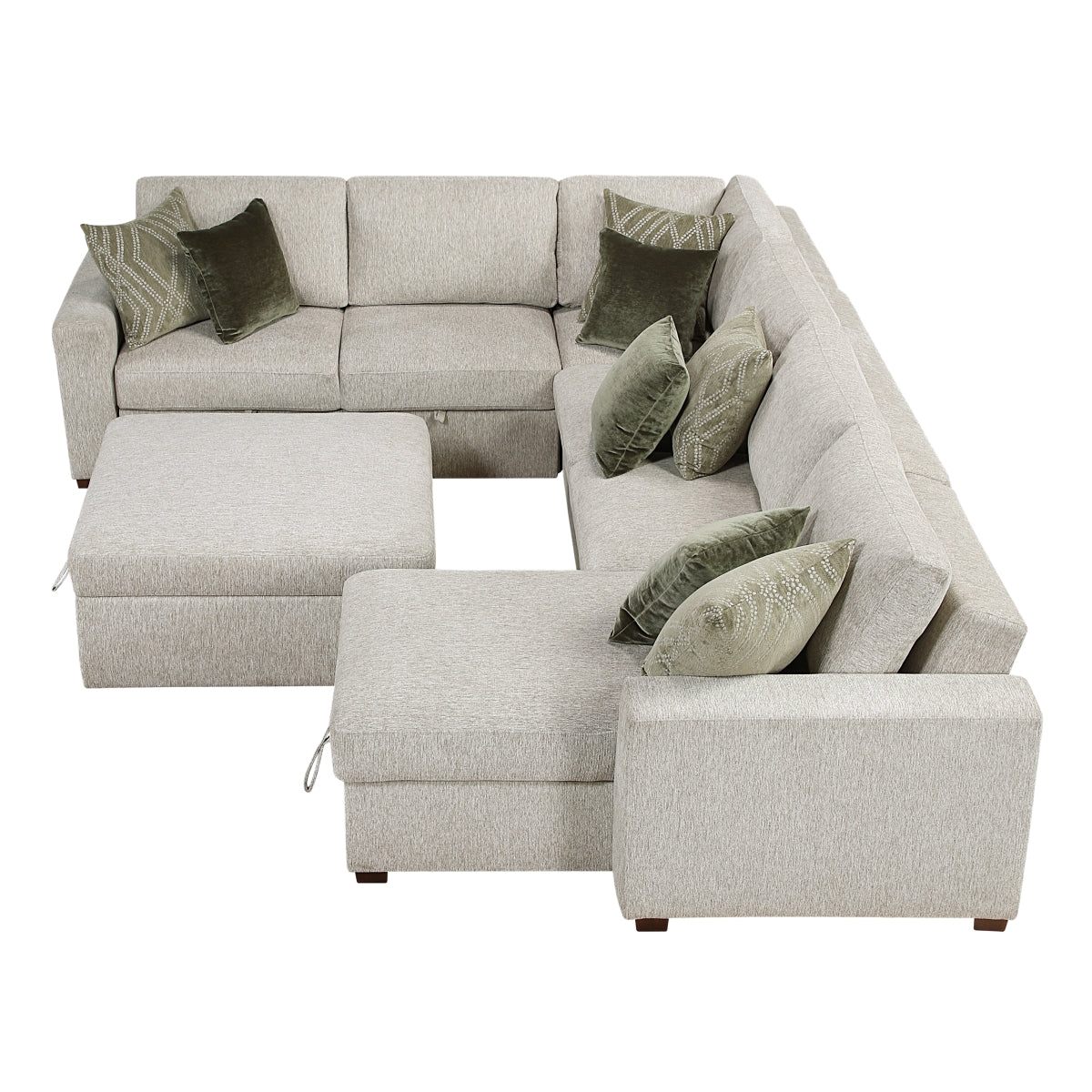 Isla 5-Piece Sectional with Reversible Chaise, Pull-out Bed and Ottoman