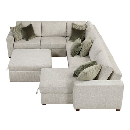 Isla 5-Piece Sectional with Reversible Chaise, Pull-out Bed and Ottoman