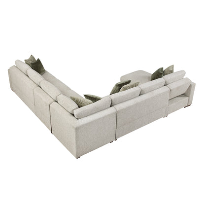 Isla 5-Piece Sectional with Convertible and Reversible Chaise, Hidden Storage, Click Motion Back