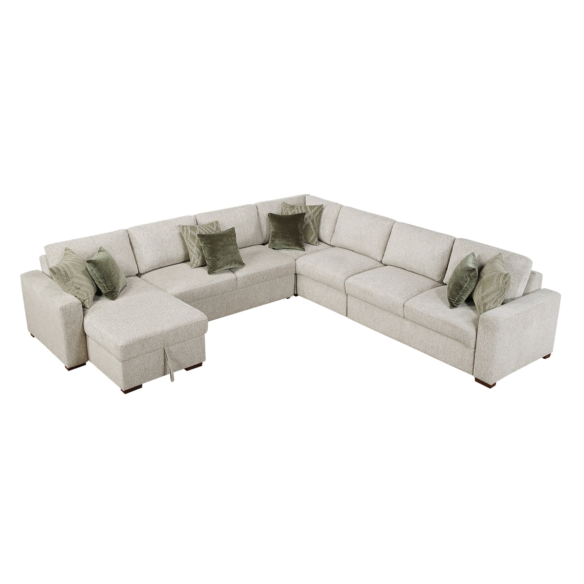 Isla 5-Piece Sectional with Convertible and Reversible Chaise, Hidden Storage, Click Motion Back