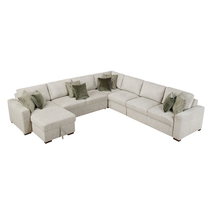 Isla 5-Piece Sectional with Convertible and Reversible Chaise, Hidden Storage, Click Motion Back