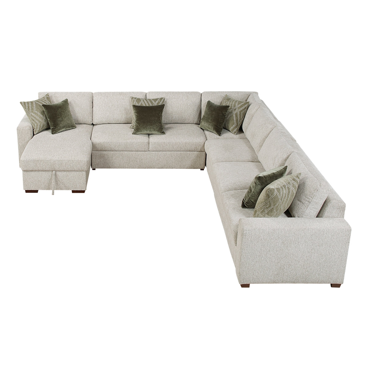 Isla 5-Piece Sectional with Convertible and Reversible Chaise, Hidden Storage, Click Motion Back