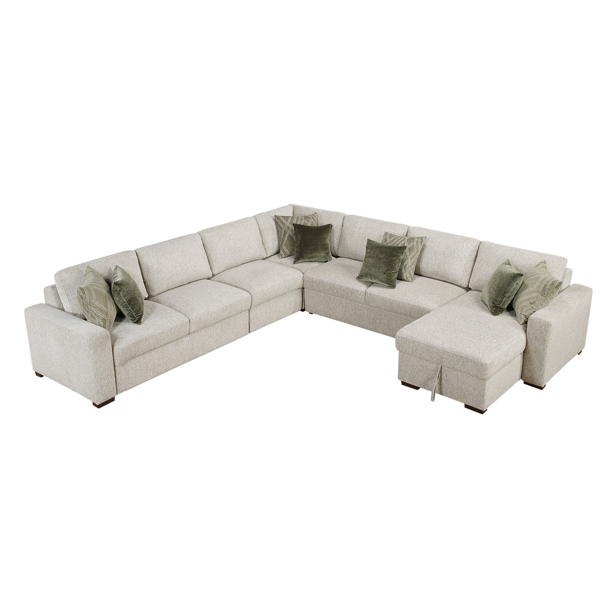 Isla 5-Piece Sectional with Convertible and Reversible Chaise, Hidden Storage, Click Motion Back