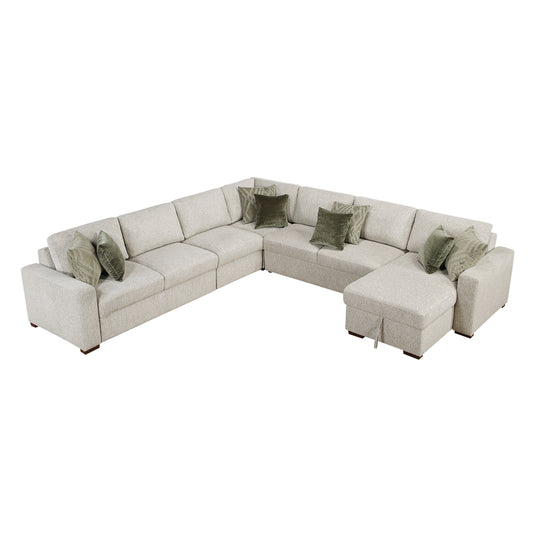 Isla 5-Piece Sectional with Convertible and Reversible Chaise, Hidden Storage, Click Motion Back