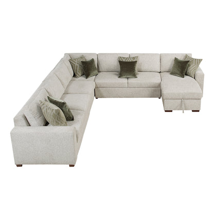 Isla 5-Piece Sectional with Convertible and Reversible Chaise, Hidden Storage, Click Motion Back