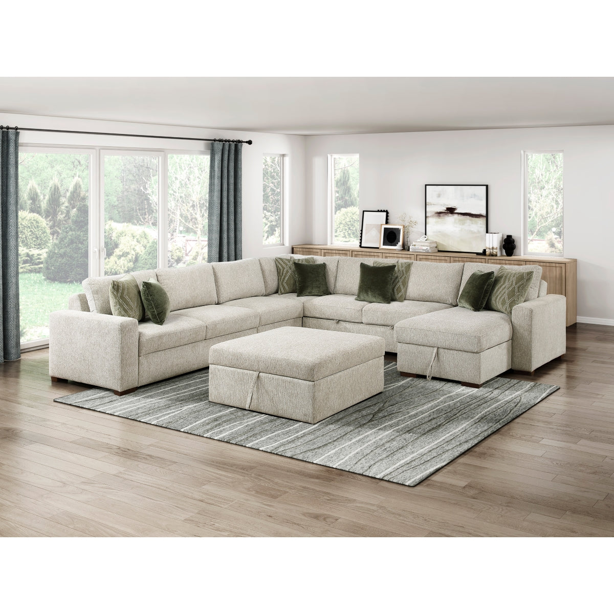 Isla 6-Piece Sectional with Reversible Chaise, Pull-out Bed and Ottoman