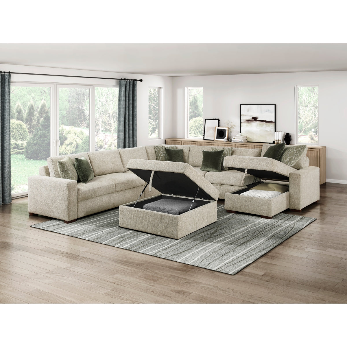 Isla 6-Piece Sectional with Reversible Chaise, Pull-out Bed and Ottoman