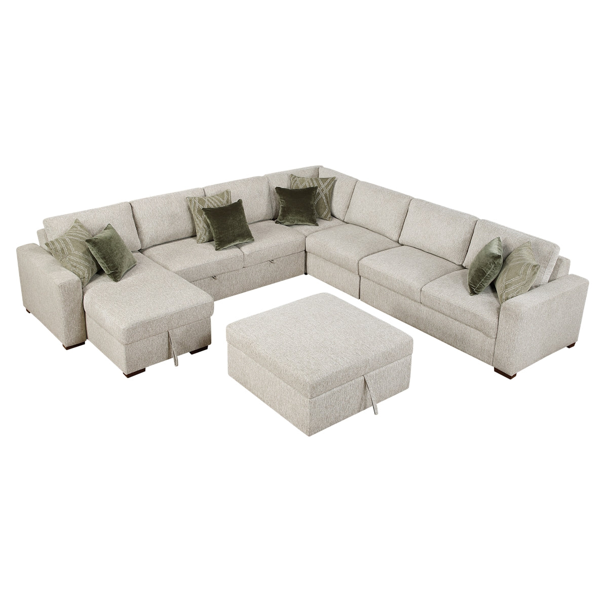 Isla 6-Piece Sectional with Reversible Chaise, Pull-out Bed and Ottoman