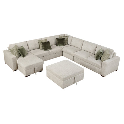 Isla 6-Piece Sectional with Reversible Chaise, Pull-out Bed and Ottoman