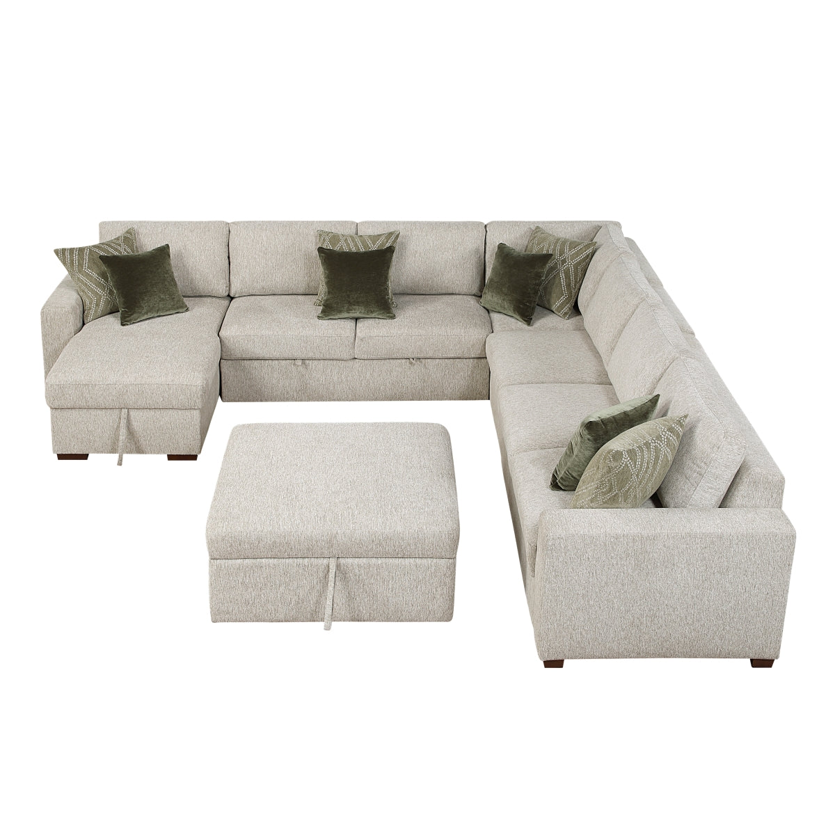 Isla 6-Piece Sectional with Reversible Chaise, Pull-out Bed and Ottoman
