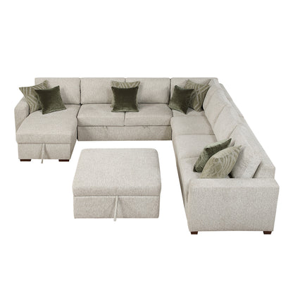 Isla 6-Piece Sectional with Reversible Chaise, Pull-out Bed and Ottoman