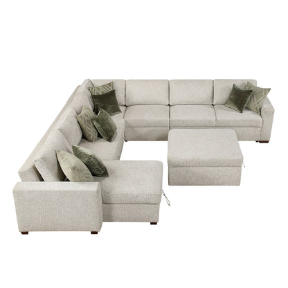 Isla 6-Piece Sectional with Reversible Chaise, Pull-out Bed and Ottoman