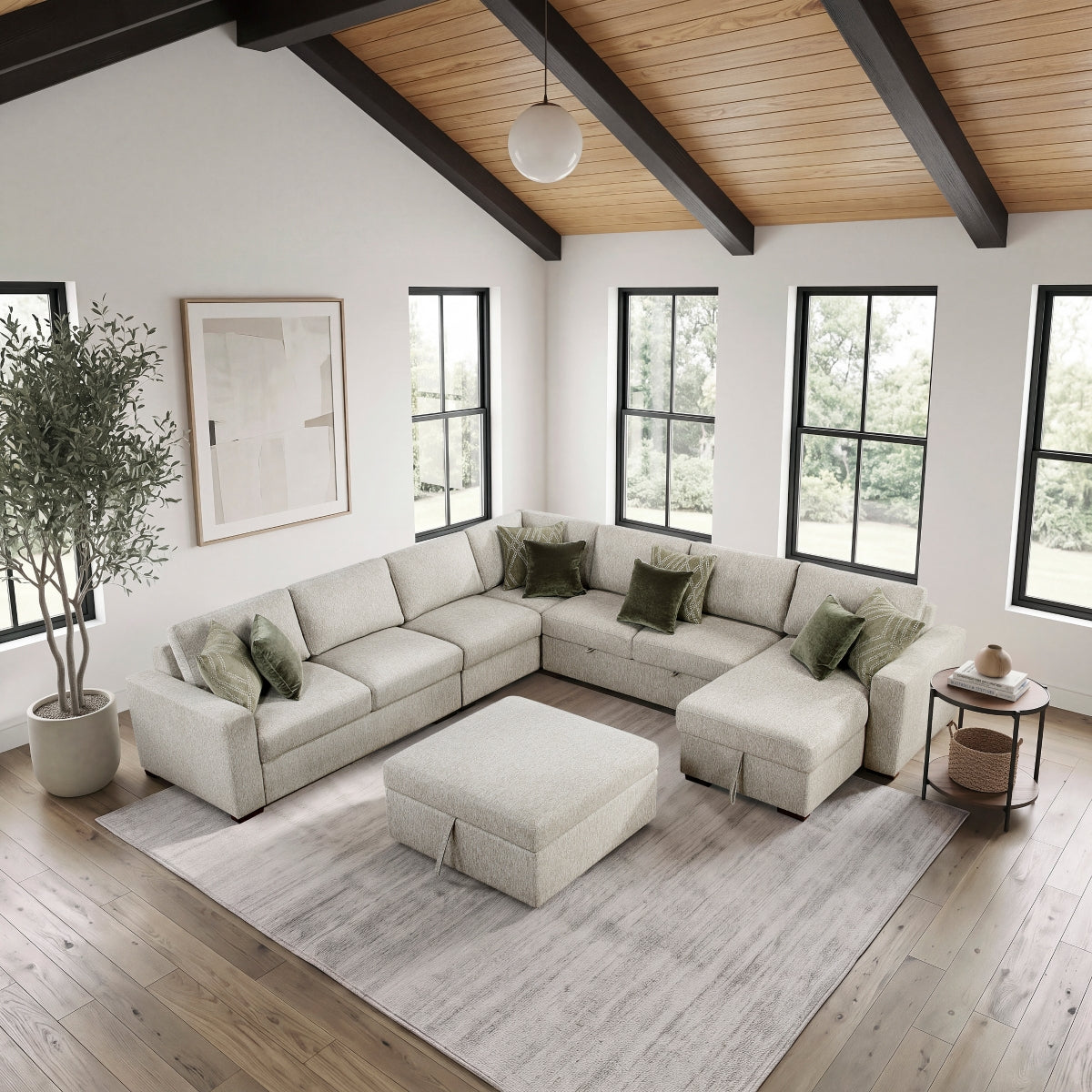 Isla 6-Piece Sectional with Reversible Chaise, Pull-out Bed and Ottoman