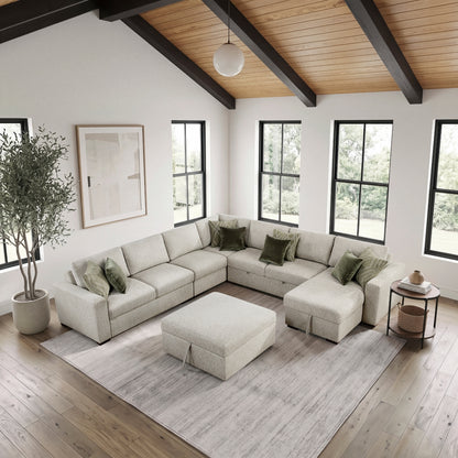 Isla 6-Piece Sectional with Reversible Chaise, Pull-out Bed and Ottoman