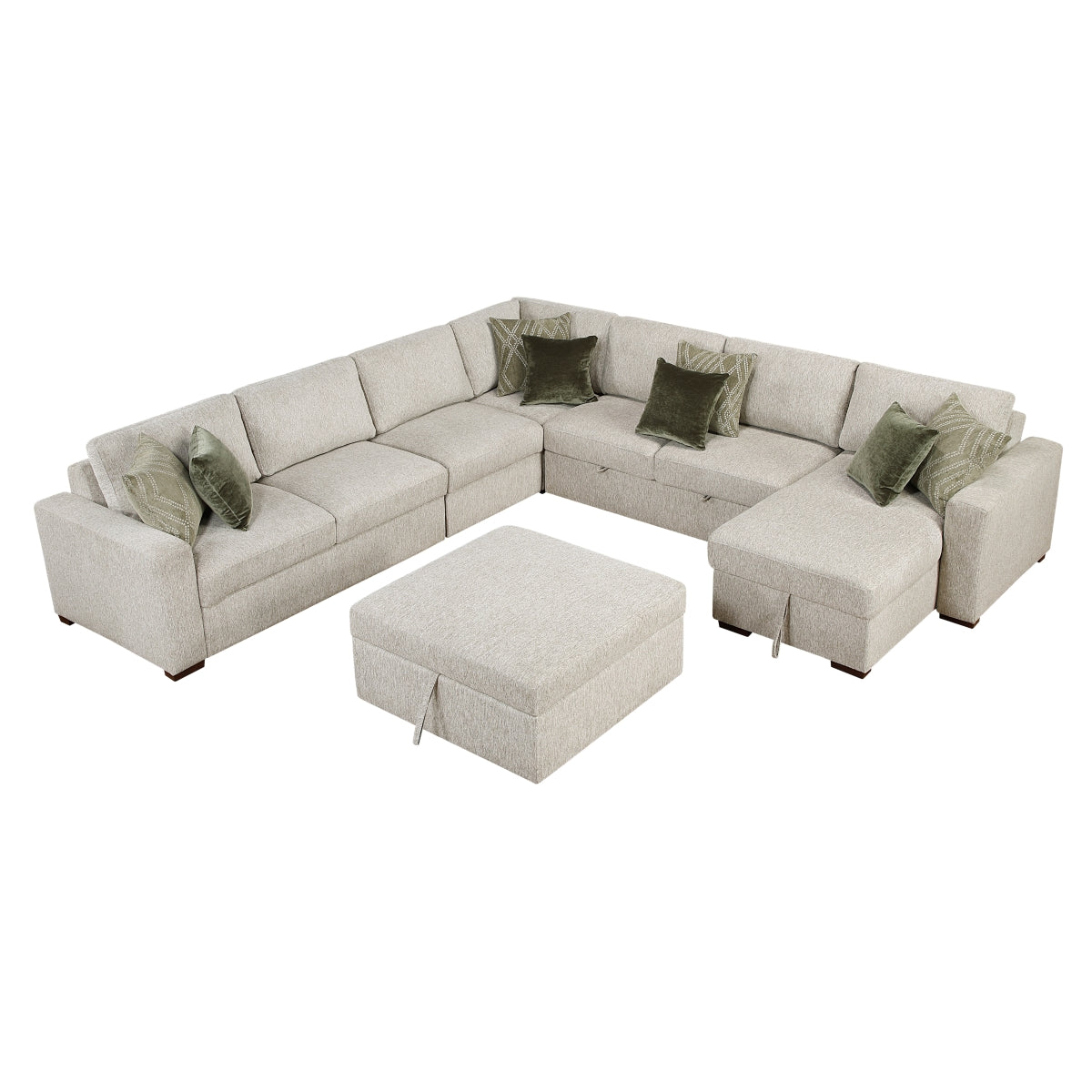 Isla 6-Piece Sectional with Reversible Chaise, Pull-out Bed and Ottoman