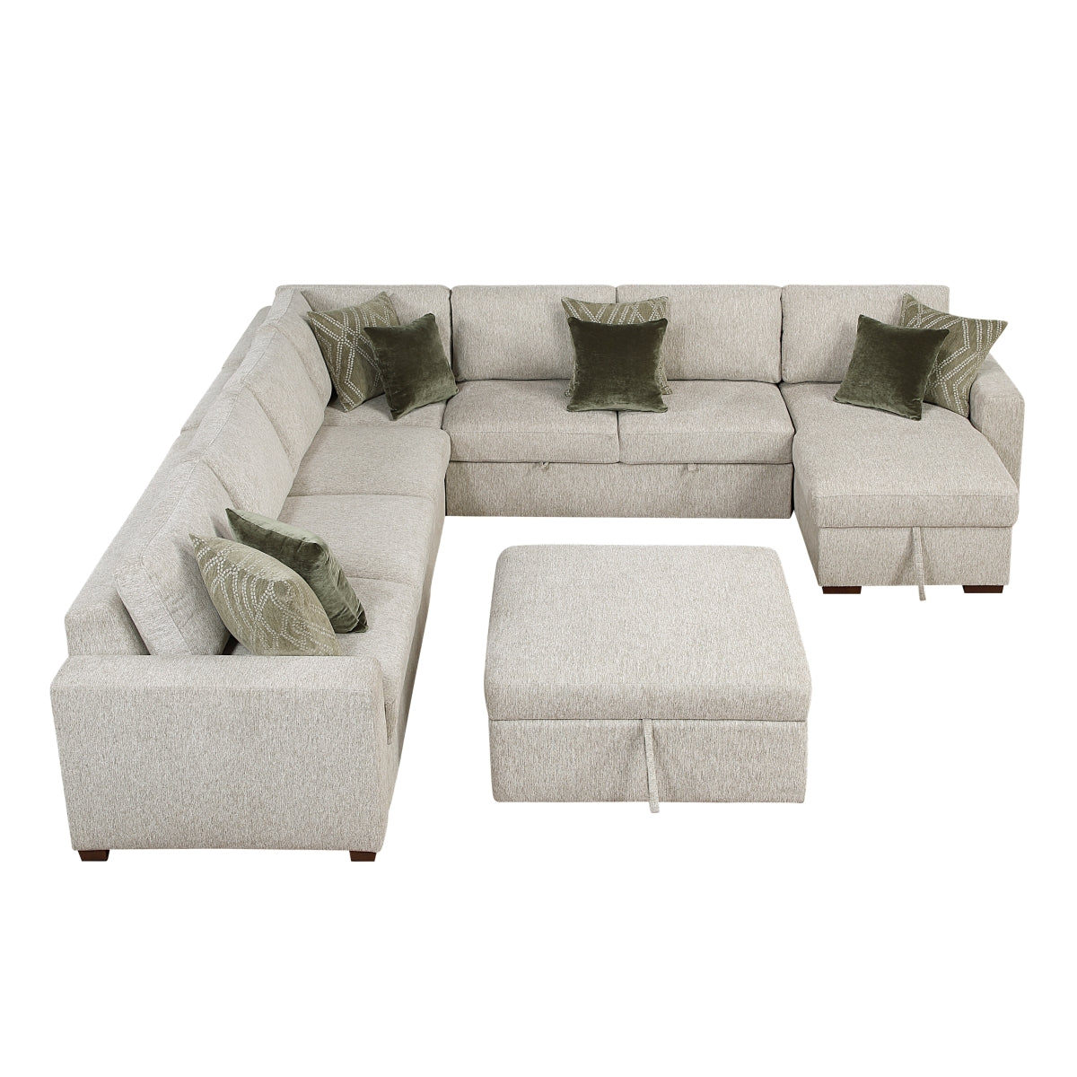 Isla 6-Piece Sectional with Reversible Chaise, Pull-out Bed and Ottoman
