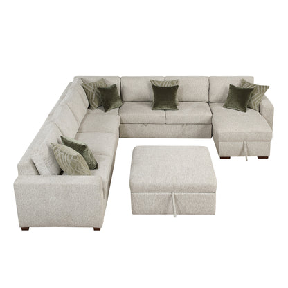Isla 6-Piece Sectional with Reversible Chaise, Pull-out Bed and Ottoman
