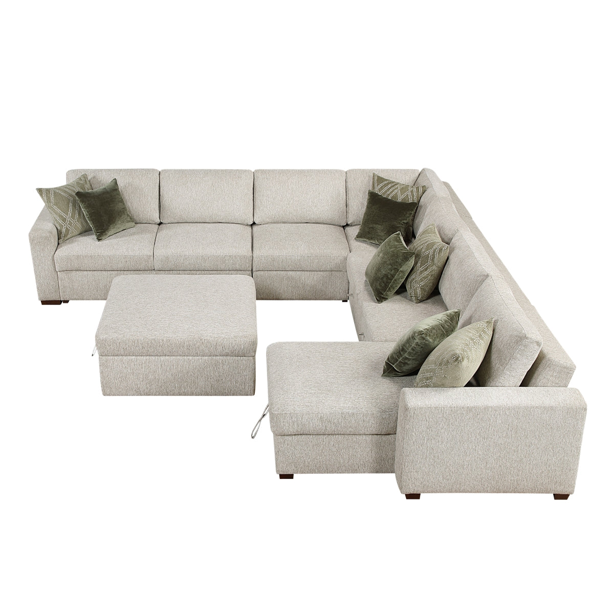 Isla 6-Piece Sectional with Reversible Chaise, Pull-out Bed and Ottoman