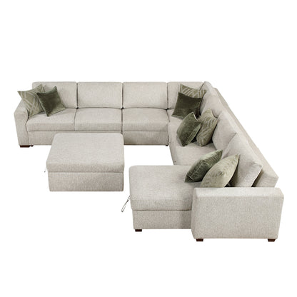Isla 6-Piece Sectional with Reversible Chaise, Pull-out Bed and Ottoman
