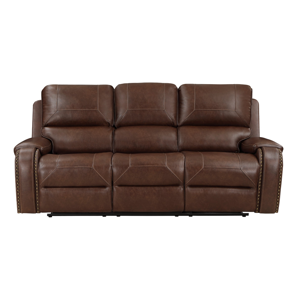 Newnan Double Reclining Sofa with Center Drop-Down Cup Holders, Receptacles and USB Ports - Brown