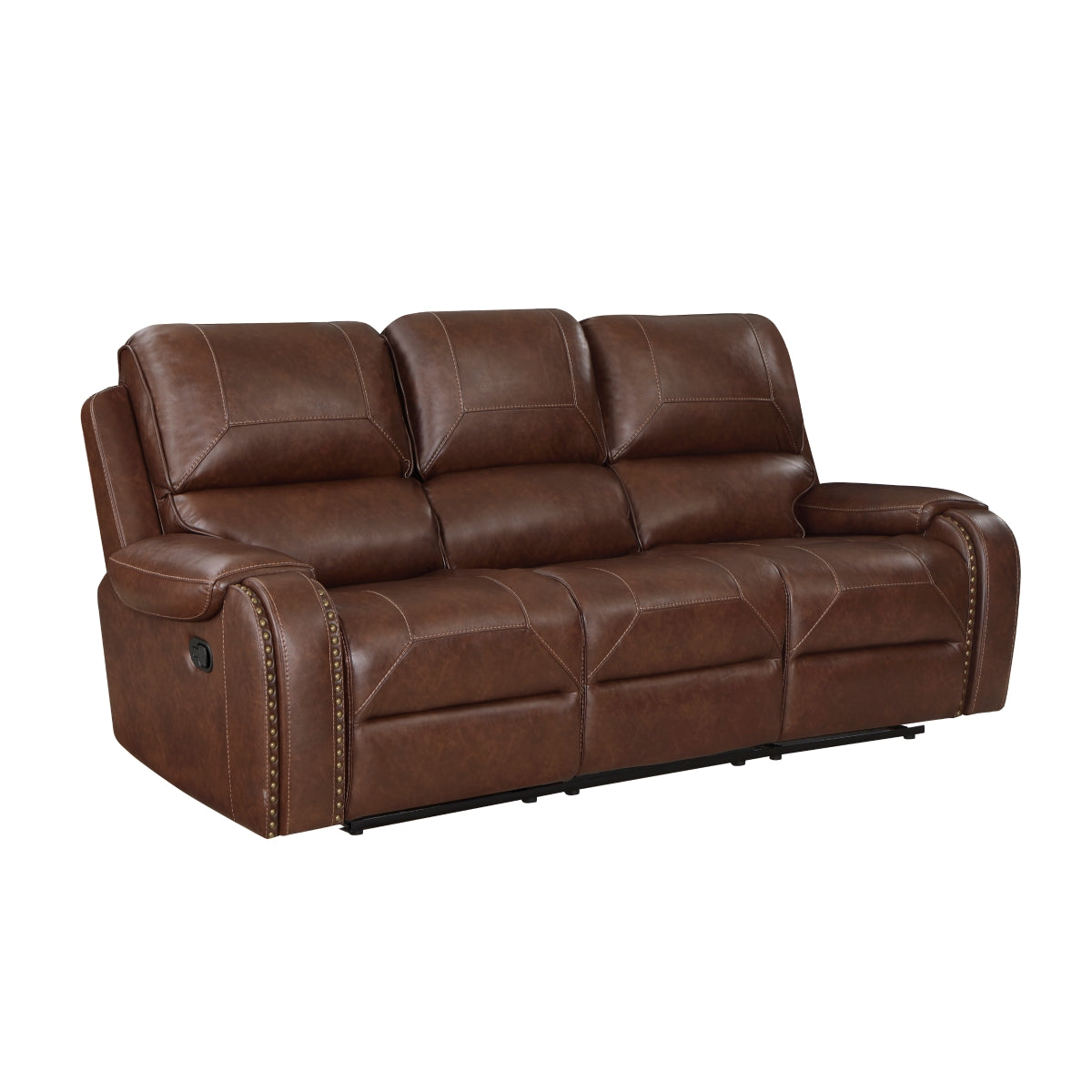 Newnan Double Reclining Sofa with Center Drop-Down Cup Holders, Receptacles and USB Ports - Brown
