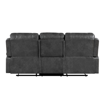 Newnan Double Reclining Sofa with Center Drop-Down Cup Holders, Receptacles and USB Ports - Gray