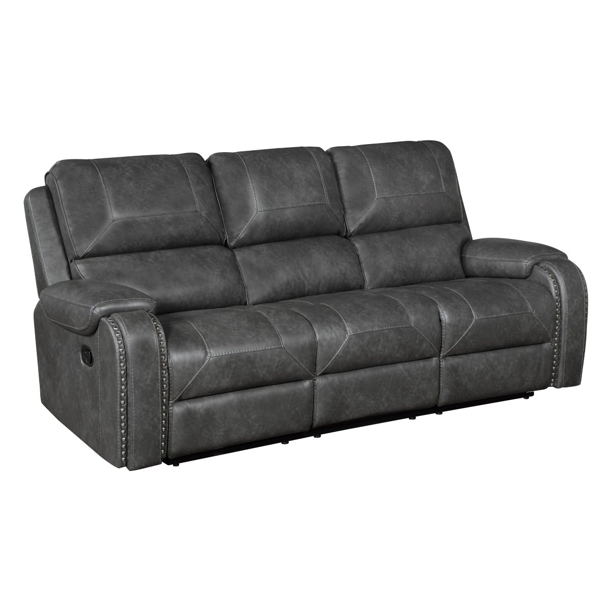 Newnan Double Reclining Sofa with Center Drop-Down Cup Holders, Receptacles and USB Ports - Gray