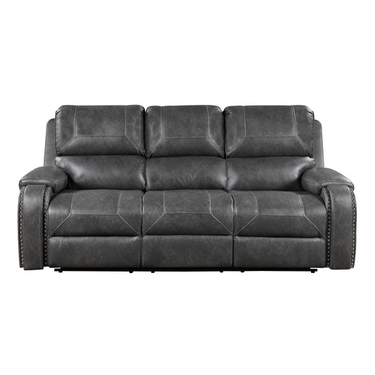 Newnan Double Reclining Sofa with Center Drop-Down Cup Holders, Receptacles and USB Ports - Gray