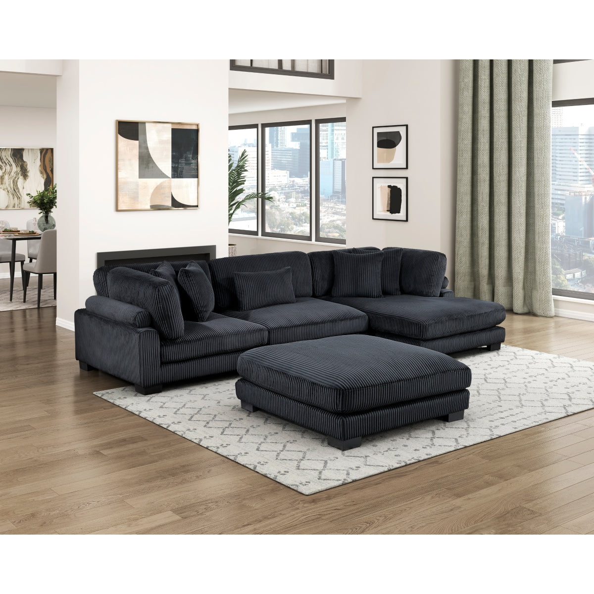 Traverse 4-Piece Modular Sectional with Reversible Chaise and Ottoman