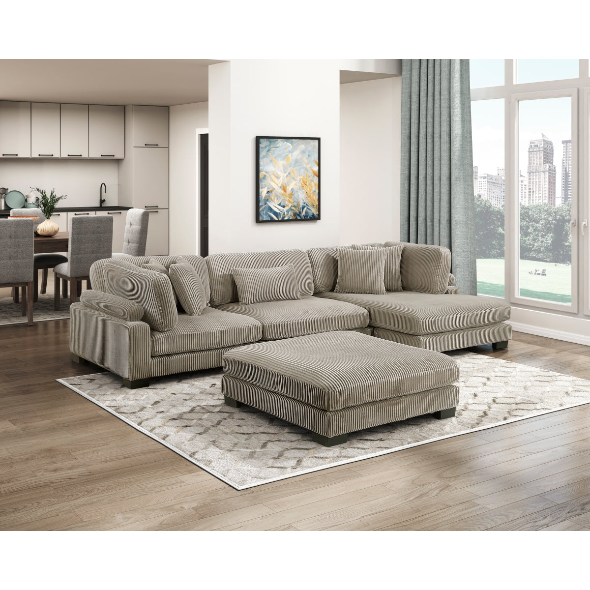 Traverse 4-Piece Modular Sectional with Reversible Chaise and Ottoman