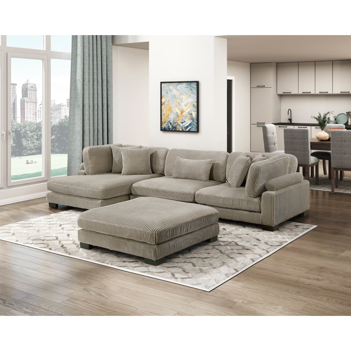 Traverse 4-Piece Modular Sectional with Reversible Chaise and Ottoman