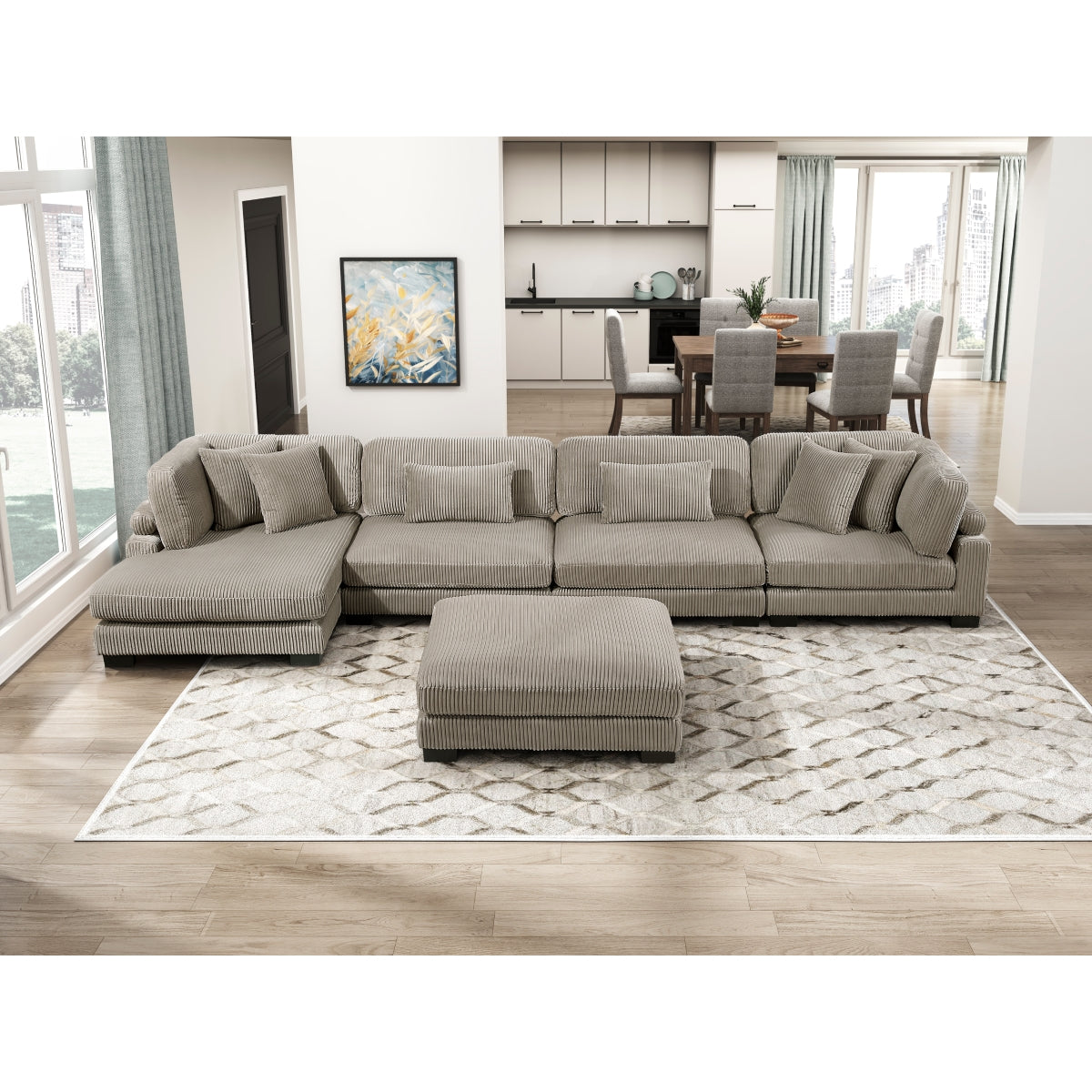 Traverse 5-Piece Modular Sectional with Reversible Chaise and Ottoman