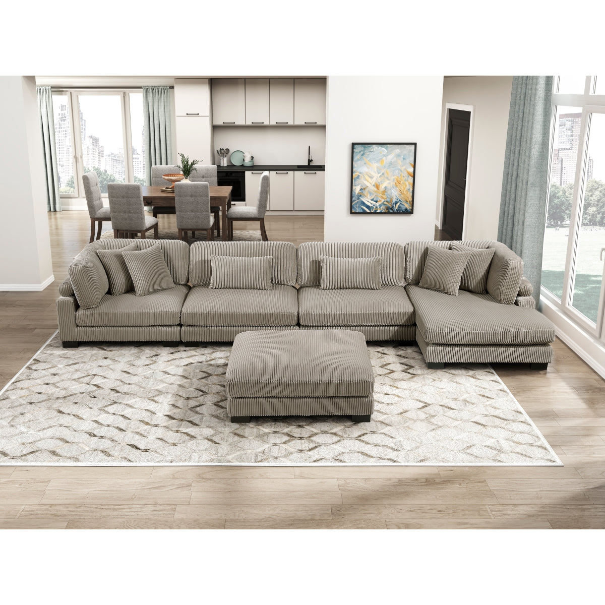Traverse 5-Piece Modular Sectional with Reversible Chaise and Ottoman