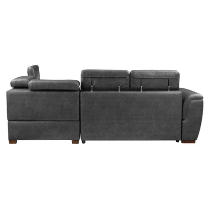 Barre 2-Piece Sectional with Pull-out Bed and Right Chaise with Hidden Storage, Adjustable Headrests