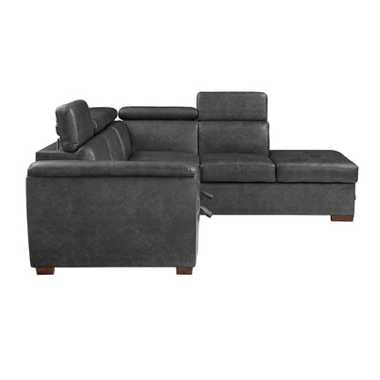 Barre 2-Piece Sectional with Pull-out Bed and Right Chaise with Hidden Storage, Adjustable Headrests