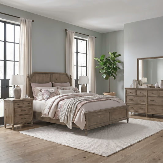 Hickory Grove Queen Panel Bed, Dresser & Mirror, Night Stand