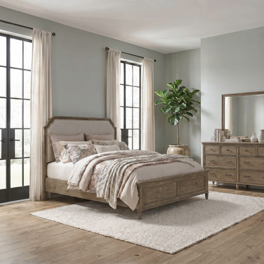 Hickory Grove Queen Uph Bed, Dresser & Mirror